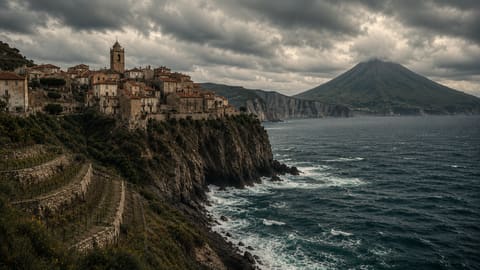 A cliff-top town above a restless sea in the Saltscar universe